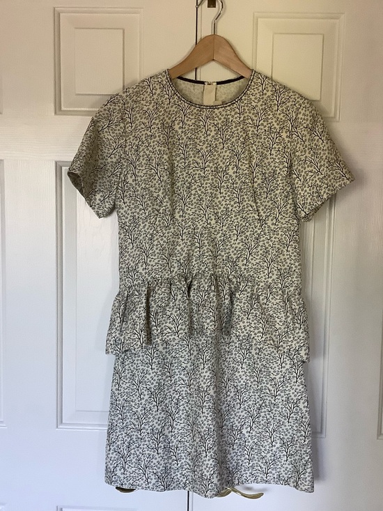 Marni Dresses & Skirts - Marni Cream Dress with Black Botanical Print - Short Sleeve Peplum Mini
